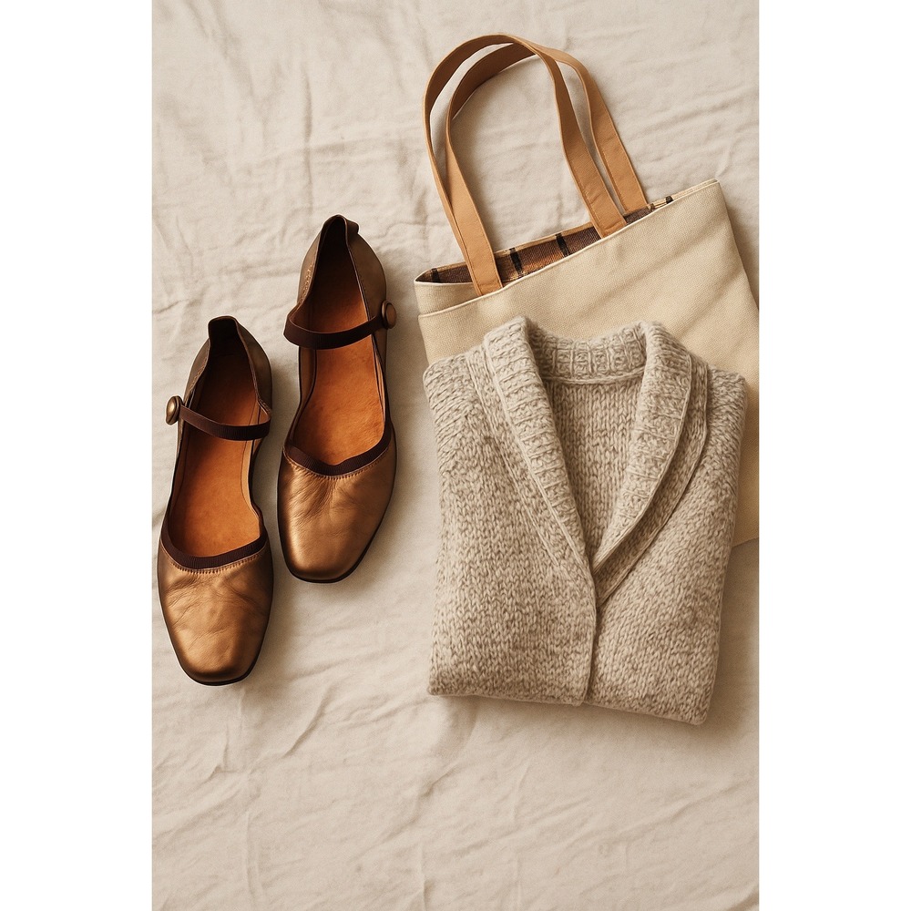 Gentle Souls Iso Jane Bronze Leather Flats Women Balletcore Mary Jane Shoes Lux
